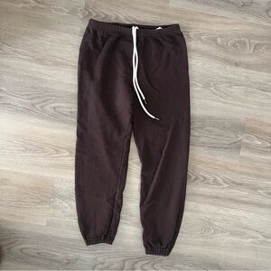 THE GREAT. Dark Brown (driftwood) Joggers with White Drawstring size 0
